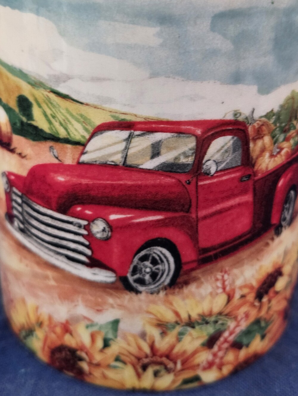 Rustic Red Truck With Fall Scene On A Coffee Mug